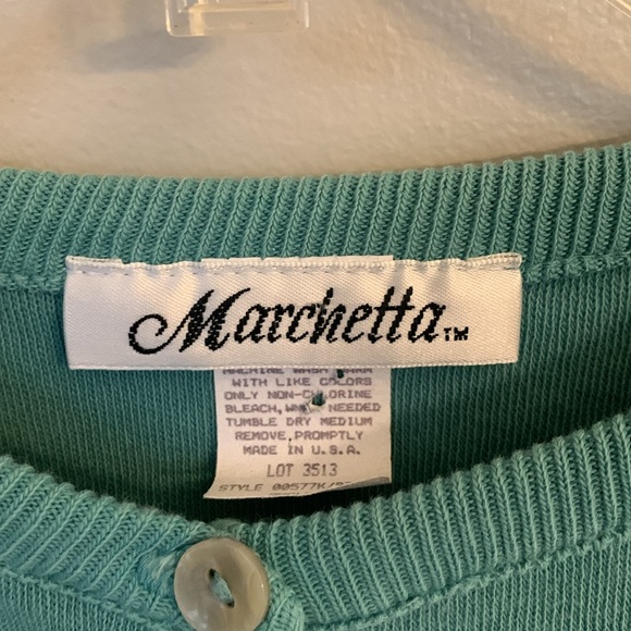 Marchetta Cotton Cardigan Sweater Top Teal Blue Green Women’s S Small 4-6 EUC - Picture 3 of 5